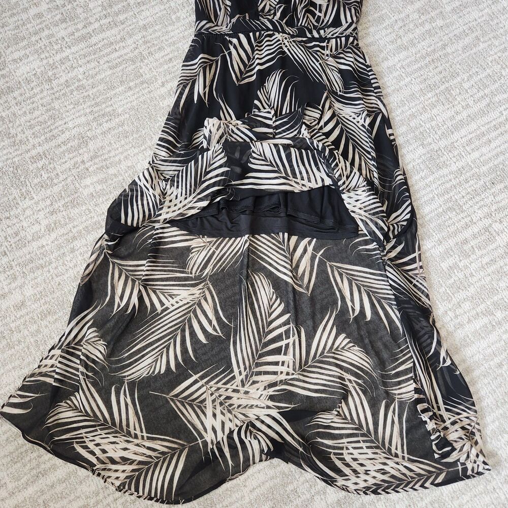 White House Black Market halter chiffon flowy palm leaf maxi dress size 10 - Picture 5 of 11